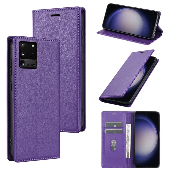 Allytech Galaxy S20 Wallet Case with Cards Holder, PU Leather RFID Blocking Shockproof Flip Cover Stand Anti-Scratch Retro Business Wallet Case for Samsung Galaxy S20 - Purple