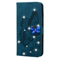 thumbnail image 1 of Allytech Galaxy S21 Case(6.2"), PU Leather Magnetic Bling Diamonds Embossed Butterfly Case with Card Slots Flip Stand Hand Strap Cover SmartPhone Case for Samsung Galaxy S21 5G 6.2" 2021, Blue, 1 of 5