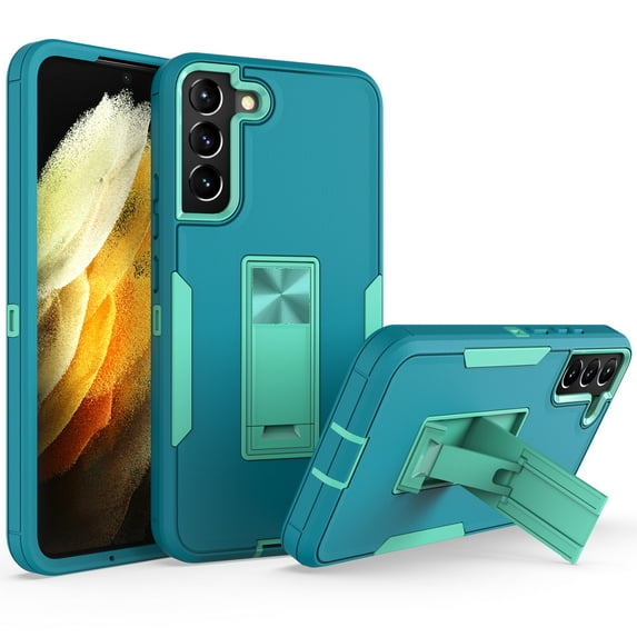 Allytech Galaxy S21 FE 5G Case for Samsung S21 FE 5G Cover, Hard PC + TPU Shockproof Anti-Scratch Built-in Kickstand Support Magnetic Car Mount Rugged Case for Samsung Galaxy S21 FE 5G 6.4", Lake Blue