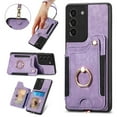 thumbnail image 1 of Allytech Galaxy S21 FE 5G Case Wallet, RFID Blocking Multiple Cards Slots Ring Holder Stand Shockproof Protective Hand Wrist Wallet Case Cover for Samsung Galaxy S21 FE 6.4" - Purple, 1 of 12