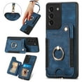 thumbnail image 1 of Allytech Galaxy S21 FE 5G Case Wallet, RFID Blocking Multiple Cards Slots Ring Holder Stand Shockproof Protective Hand Wrist Wallet Case Cover for Samsung Galaxy S21 FE 6.4" - Blue, 1 of 2