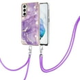 thumbnail image 1 of Allytech Galaxy S21 FE Case, Flexible TPU Marble Pattern Slim Fit Anti-scratch Shock-absorbing Full Protection Back Cover with Hand Strap Lanyard Case for Samsung Galaxy S21 FE, Purple, 1 of 4