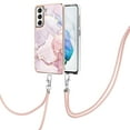 thumbnail image 1 of Allytech Galaxy S21 FE Case, Flexible TPU Marble Pattern Slim Fit Anti-scratch Shock-absorbing Full Protection Back Cover with Hand Strap Lanyard Case for Samsung Galaxy S21 FE, Pink, 1 of 4