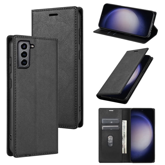 Allytech Galaxy S21 FE Wallet Case with Cards Holder, PU Leather RFID Blocking Shockproof Flip Cover Stand Anti-Scratch Retro Business Wallet Case for Samsung Galaxy S21 FE - Black