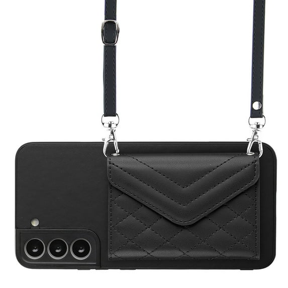 Allytech Galaxy S21 FE Wallet Case with Shoulder Strap, RFID Blocking Luxury PU Leather Shockproof Cards Slots Stand Anti-Scratch Magnetic Closure Phone Case for Samsung Galaxy S21 FE, Black