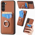 thumbnail image 1 of Allytech for Galaxy S21 Plus Case with Cards Holder, Rotating Ring Stand Slim Fit Wallet Back Cover Bumper Shockproof Phone Case for Samsung Galaxy S21 Plus - Brown, 1 of 13