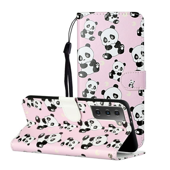Allytech Galaxy S21+ Plus Case, Embossed Colorful Pattern Folio Flip PU Leather Stand Impact Resistant Drop Protection Shockproof Cards Slots Wallet Case Cover for Samsung Galaxy S21 Plus, Pandas