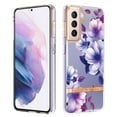 thumbnail image 1 of Allytech Galaxy S21 Plus Case, Flower Series Clear Crystal Rubber TPU Back Cover Anti-yellow Shockproof Heavy Duty Protection Antis-scratch Case Cover for Samsung Galaxy S21+ Plus, Purple Flower, 1 of 5