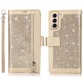 thumbnail image 1 of Allytech Galaxy S21 Plus Case Wallet, 9 Credit Cards Cash Holder Ziiper Wallet PU Leather Folio Flio Bling Sparkly Kickstand Shockproof Case Cover for Samsung Galaxy S21+ Plus 6.7", Gold, 1 of 7