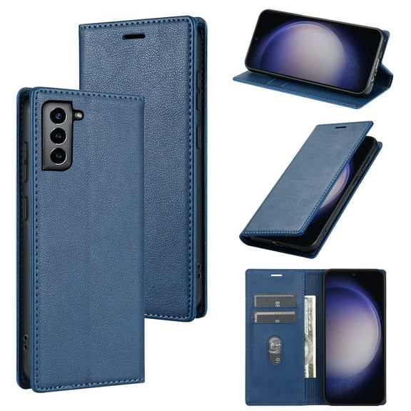 Allytech Galaxy S21 Plus Wallet Case with Cards Holder, PU Leather RFID Blocking Shockproof Flip Cover Stand Anti-Scratch Retro Business Wallet Case for Samsung Galaxy S21 Plus - Blue