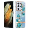thumbnail image 1 of Allytech Galaxy S21 Ultra Case, Flower Series Clear Crystal Rubber TPU Back Cover Anti-yellow Shockproof Heavy Duty Protection Antis-scratch Case Cover for Samsung Galaxy S21 Ultra, Green Flower, 1 of 5