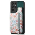 thumbnail image 1 of Allytech Galaxy S21 Ultra Case with Zipper Pocket & Cards Holder, Floral Slim Wallet Case for Girls Women Shockproof Stand Compatible with Car Mount Phone Case for Samsung Galaxy S21 Ultra -Green, 1 of 9