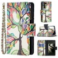 thumbnail image 1 of Allytech Galaxy S22 Case with 9 Card Holders, PU Leather Folio Flip Kickstand Magnetic Snap Detachable Wrist Strap Anti-Scratch Wallet Case for Samsung Galaxy S22 6.1" 5G 2022, Colorful Tree, 1 of 5