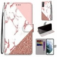 thumbnail image 1 of Allytech Galaxy S22 Case with Detachable Hand Strap, Slim PU Leather Flip Phone Case with Card Slots Holder Foldable Stand Magnetic Closure Cover for Samsung Galaxy S22 6.1" 2022, White Pink Marble, 1 of 2