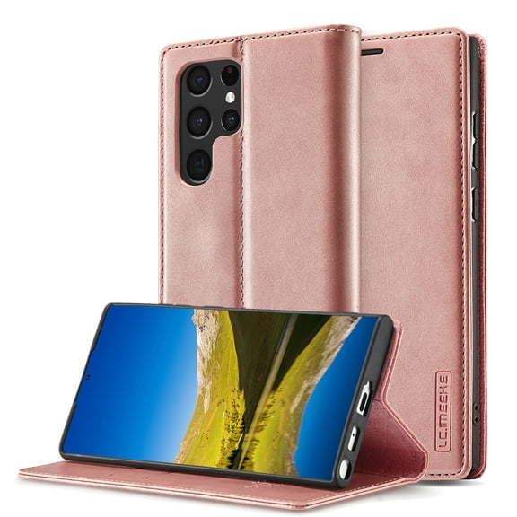 Allytech Galaxy S22 Case, Galaxy S22 Wallet Case, Premium PU Leather Folio Flip Cover TPU Inner Shockproof Kickstand Scratch Resistant Cards Holder Wallet Case Cover for Samsung Galaxy S22, Rosegold