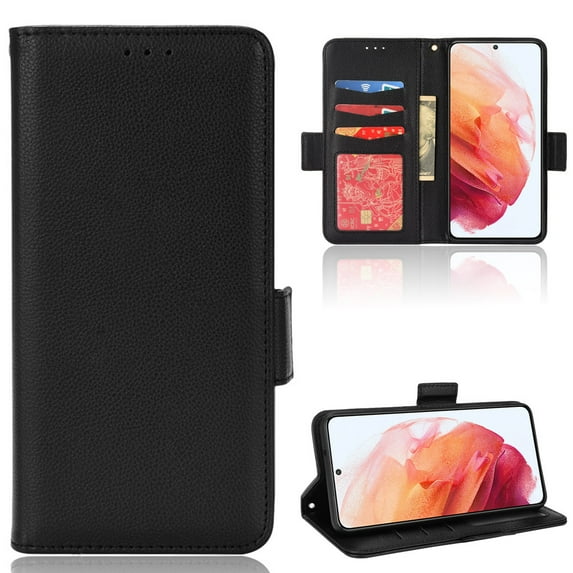 Allytech Galaxy S22 Plus 5G Wallet Case, Lychee Pattern PU Leather Anti-Scratch Flip Folio Stand Magnetic Case with Card Slots Holders Purse Pouch Case for Samsung Galaxy S22 Plus 2022, Black
