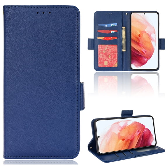 Allytech Galaxy S22 Plus 5G Wallet Case, Lychee Pattern PU Leather Anti-Scratch Flip Folio Stand Magnetic Case with Card Slots Holders Purse Pouch Case for Samsung Galaxy S22 Plus 2022, Darkblue