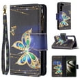 thumbnail image 1 of Allytech Galaxy S22 Plus Case with 9 Card Holders, PU Leather Folio Flip Kickstand Magnetic Snap Detachable Wrist Strap Anti-Scratch Case for Samsung Galaxy S22 Plus 6.6" 5G 2022, Big Gold Butterfly, 1 of 5