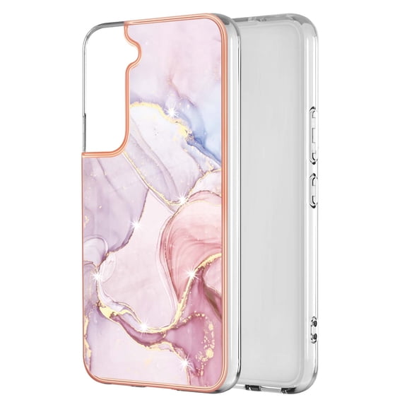 Allytech Galaxy S22 Plus Case, Pretty Marble Design Heavy Duty Shockproof Hybrid Hard PC Soft TPU Bumper Three Layer Drop Protection Anti-Fall Cover Case for Samsung Galaxy S22 Plus - Rosegold