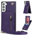 thumbnail image 1 of Allytech for Galaxy S22 Plus Case with Removable Crossbody Shoulder Lanyard Strap, PU Leather Shockproof Magnetic Closure Zipper Pocket Card Slots Case for Samsung Galaxy S22 Plus 5G 6.6" 2022, Purple, 1 of 13