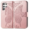 thumbnail image 1 of Allytech Galaxy S22 Ultra 5G Case, Pretty Big Butterfly Embosseed Flip Stand Magnetic Clasp Shockproof Drop Protection Cards Holder Hand Wrist Wallet Case for Samsung Galaxy S22 Ultra 5G - Rosegold, 1 of 8