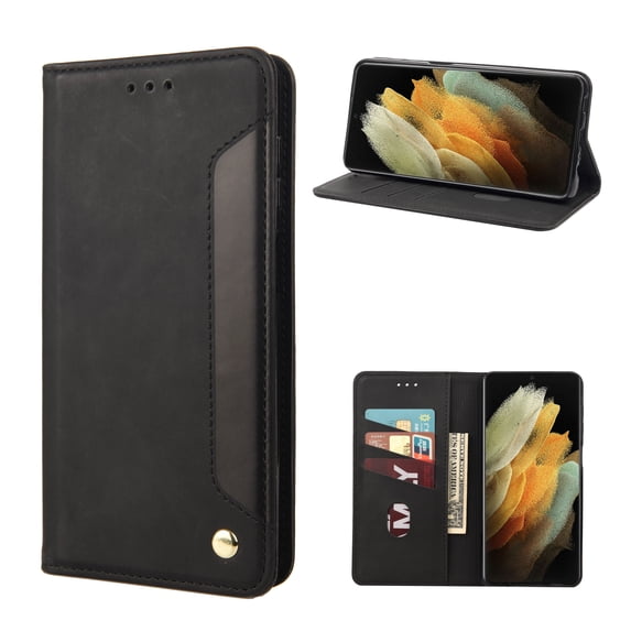 Allytech Galaxy S22 Ultra 6.8" Case Wallet, PU Leather Folio Flip Cover Folding Kickstand Cards Holder Shockproof Anti-scratch Protection Wallet Case Cover for Samsung Galaxy S22 Ultra, Black