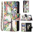 thumbnail image 1 of Allytech Galaxy S22 Ultra Case with 9 Card Holders, PU Leather Folio Flip Kickstand Magnetic Snap Detachable Wrist Strap Anti-Scratch Case for Samsung Galaxy S22 Ultra 6.8" 5G 2022, Colorful Tree, 1 of 5