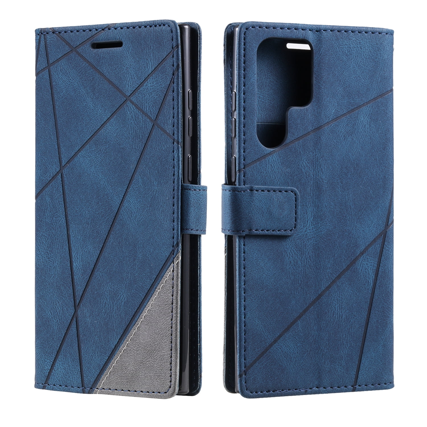 Allytech Galaxy S22 Ultra Case, Galaxy S22 Ultra Wallet Case, PU Leather Slim Fit Credit Cards Holder Folding Stand Shockproof Protective Wallet Case TPU Cover for Samsung Galaxy S22 Ultra, Blue