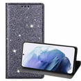 thumbnail image 1 of Allytech Galaxy S22 Ultra Case Glitter, Bling Sparkle PU Leather Foldling Kickstand Shockproof Protection Anti-scratch Cards Holder Wallet Case Cover for Samsung Galaxy S22 Ultra, Gray, 1 of 5