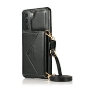 Allytech Galaxy S22 Ultra Case, Samsung S22 Ultra Case, With Crossbody Shoulder Strap Adjustable Protection Kickstand Shockproof Cards Holder Wallet Case Cover for Samsung Galaxy S22 Ultra,Black