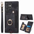 thumbnail image 1 of Allytech Galaxy S22 Ultra Case Wallet, RFID Blocking Multiple Cards Slots Ring Holder Stand Shockproof Protective Hand Wrist Wallet Case Cover for Samsung Galaxy S22 Ultra - Black, 1 of 13