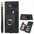 thumbnail image 1 of Allytech Galaxy S22 Ultra Case Wallet, RFID Blocking Multiple Cards Slots Ring Holder Stand Shockproof Protective Hand Wrist Wallet Case Cover for Samsung Galaxy S22 Ultra - Black, 1 of 13