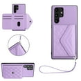 thumbnail image 1 of Allytech Galaxy S22 Ultra Wallet Case with Hand Wrist, Back Cover with Cards Slots Holder Luxury PU Leather Shockproof Anti-Scratch Bumper Phone Case for Samsung Galaxy S22 Ultra, Purple, 1 of 8