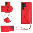 thumbnail image 1 of Allytech Galaxy S22 Ultra Wallet Case with Hand Wrist, Back Cover with Cards Slots Holder Luxury PU Leather Shockproof Anti-Scratch Bumper Phone Case for Samsung Galaxy S22 Ultra, Red, 1 of 8