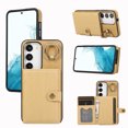 thumbnail image 1 of Allytech Galaxy S22 Wallet Case, Vintage PU Leather Slim Fit Back Cover with Cards Holder Ring Stand Shockproof Bumper Wallet Case for Samsung Galaxy S22 -Yellow, 1 of 7