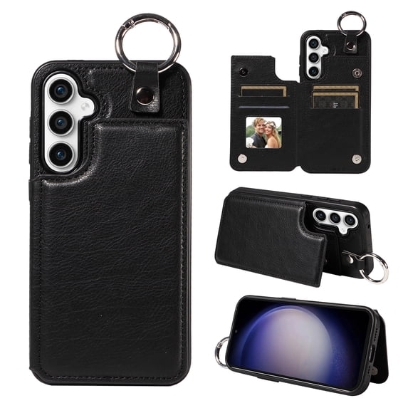 Allytech Galaxy S23 FE 5G Phone Case, Wallet Cover with Cards Holder Ring Holder Stand, Kickstand Shockproof Flip RFID Blocking Wallet Case for Samsung Galaxy S23 FE - Black