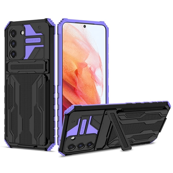 Allytech Galaxy S23 FE Case Cover, Rugged Hybrid Shockproof Cards Holder Wallet Case Kickstand Protective Phone Case for Samsung Galaxy S23 FE - Purple