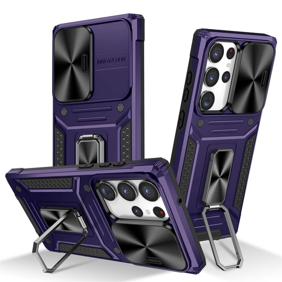 Allytech Galaxy S23 FE Case with Ring Holder Stand, Shockproof Hybrid Rugged Heavy Duty Protective Compatible with Car Mount Bumper Phone Case for Samsung Galaxy S23 FE - Purple