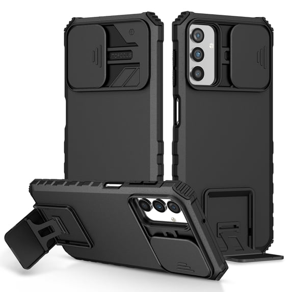 Allytech Galaxy S23 FE Case with Sliding Carema Lens Protector, Rugged Hybrid Protective Stand Shockproof Anti-Scratch Slim Fit Bumper Phone Case for Samsung Galaxy S23 FE - Black