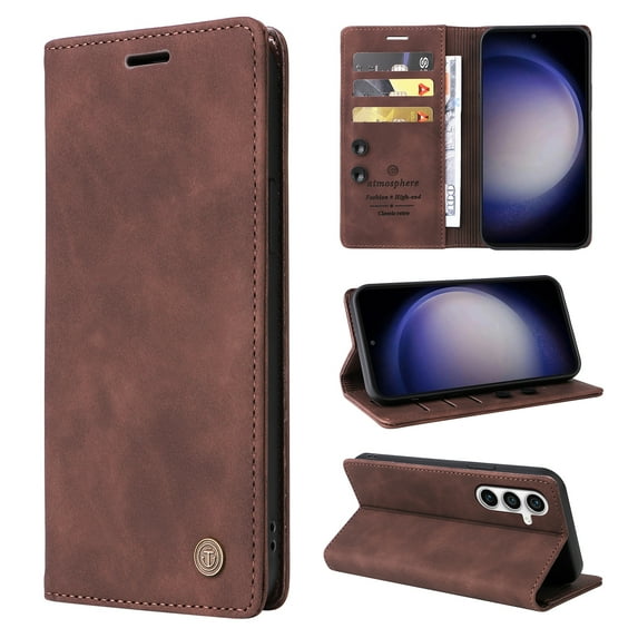 Allytech Galaxy S23 FE Wallet Case Cover, RFID Blocking Premium PU Leather Flip Cover Cards Holder Stand Vintage Shockproof Anti-Scratch Phone Case for Samsung Galaxy S23 FE - Coffee