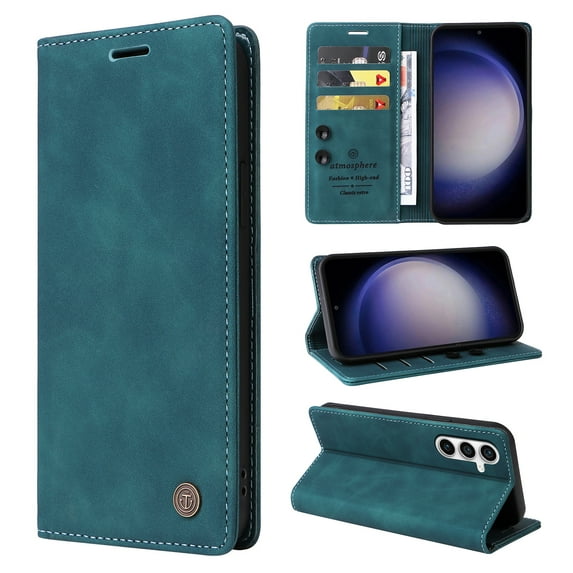 Allytech Galaxy S23 FE Wallet Case Cover, RFID Blocking Premium PU Leather Flip Cover Cards Holder Stand Vintage Shockproof Anti-Scratch Phone Case for Samsung Galaxy S23 FE - Green
