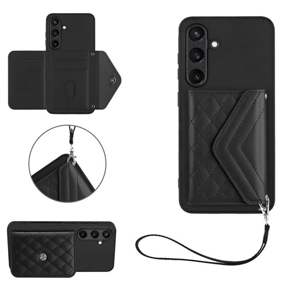 Allytech Galaxy S23 FE Wallet Case with Hand Wrist, Back Cover with Cards Slots Holder Luxury PU Leather Shockproof Anti-Scratch Bumper Phone Case for Samsung Galaxy S23 FE, Black