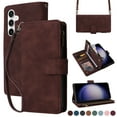 thumbnail image 1 of Allytech Galaxy S23 FE Wallet RFID Blocking, Crossbody Shoulder Strap Bag Case for Girls Women Flip Stand Large Zipper Pocket Wallet Case for Samsung Galaxy S23 FE 6.4" - Coffee, 1 of 6