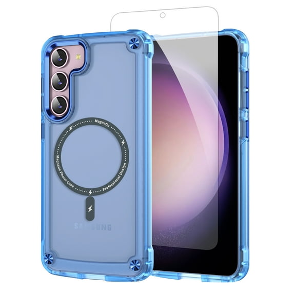 Allytech Galaxy S23+ Plus Case, Compatible with Magsafe Wireless Charging Transparent Anti-Scratch Bumper Back Cover for Samsung Galaxy S23 Plus - Blue