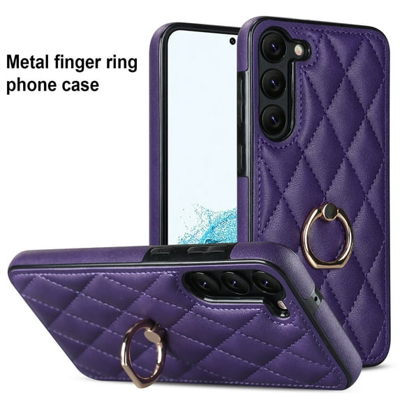 Allytech Galaxy S23 Plus Case with Finger Ring, 360° Rotatable Ring Holder Kickstand Luxury PU Leather Non-Slip Shockproof Business Women Men Phone Covers for Samsung Galaxy S23 Plus 5G 6.6", Purple