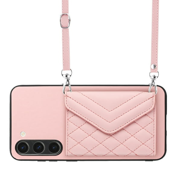 Allytech Galaxy S23 Plus Wallet Case with Shoulder Strap, RFID Blocking Luxury PU Leather Shockproof Cards Slots Stand Anti-Scratch Magnetic Closure Phone Case for Samsung Galaxy S23 Plus, Pink