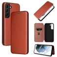 thumbnail image 1 of Allytech Galaxy S23 Ultra Wallet Case, Samsung S23 Ultra Cover, Carbon Fiber Slim Fit Shockproof Stand Protecive Anti-Scratch Cards Slots Wallet Shell Case for Samsung Galaxy S23 Ultra - Brown, 1 of 8