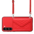 thumbnail image 1 of Allytech Galaxy S23 Wallet Case with Shoulder Strap, RFID Blocking Luxury PU Leather Shockproof Cards Slots Stand Anti-Scratch Magnetic Closure Phone Case for Samsung Galaxy S23, Red, 1 of 9