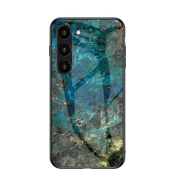 Allytech Galaxy S24 Case Marble, Tempered Glass Back Cover Slim Fit Shockproof Anti-Scratch Lightweight Shockproof Phone Case for Samsung Galaxy S24 FE - Jade