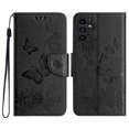 thumbnail image 1 of Allytech Galaxy S24 FE Wallet Case,  PU Leather Butterfly Embossed Flip Folio Stand Protective Shockproof Cards Holder Hand Wrist Bumper Phone Case Cover for Samsung Galaxy S24 FE - Black, 1 of 7